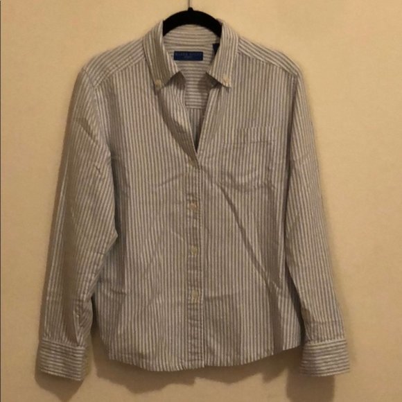 Karen Scott Tops - Vintage Karen Scott boxy relaxed fit 100% cotton thick stripe oxford button up